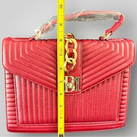 Badgley Mischka Quilted Wine Red Medium Crossbody Tote New NWT Retail:$179 - Picture 7 of 11
